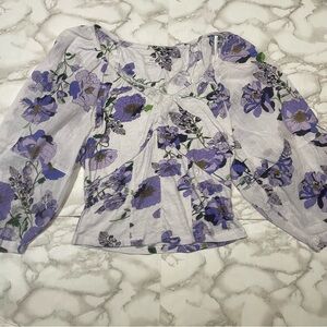 Anthropologie V Neck Ruched Knit Top